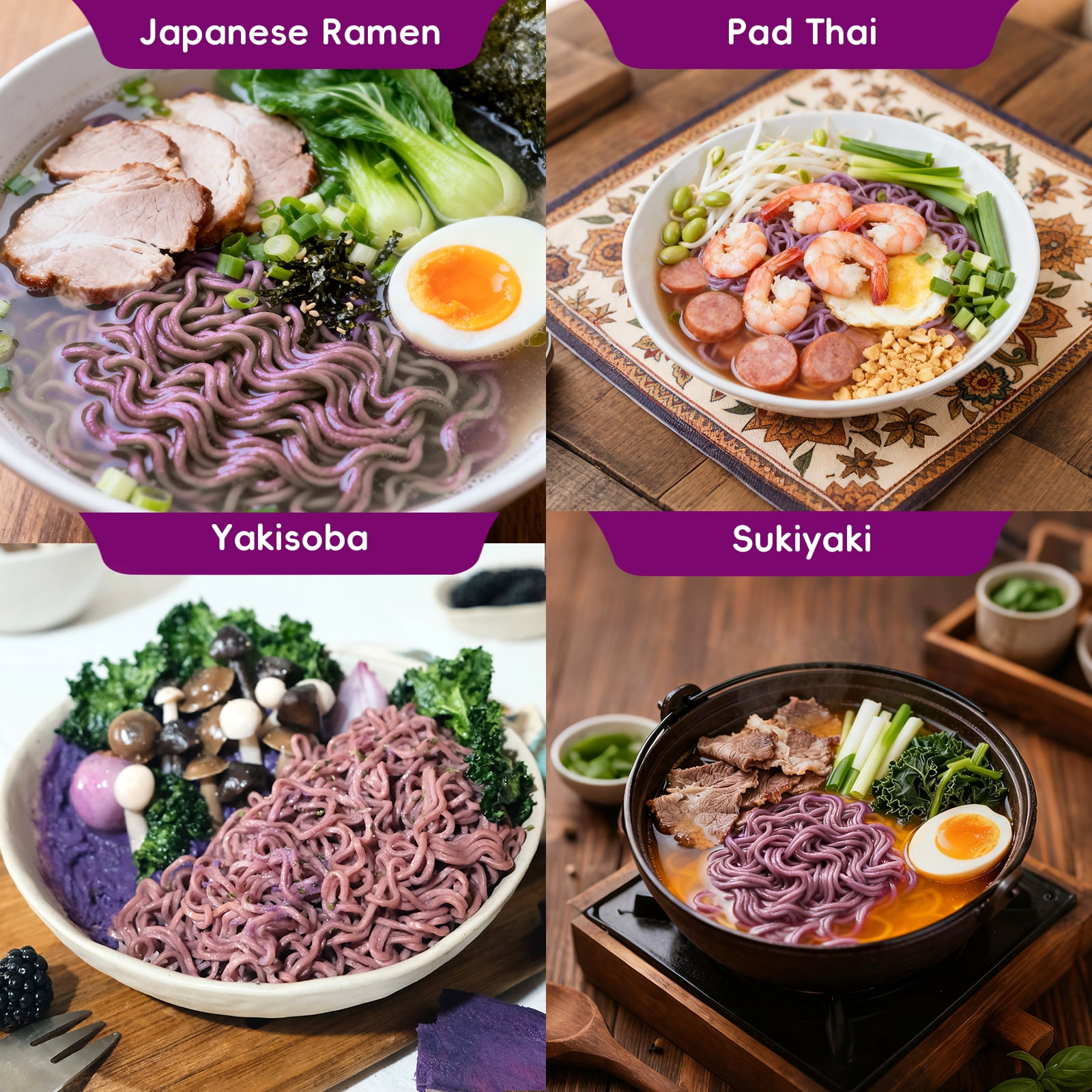 SUNGIVEN Organic Ramen Noodles Purple Sweet Potato Healthy Low 
