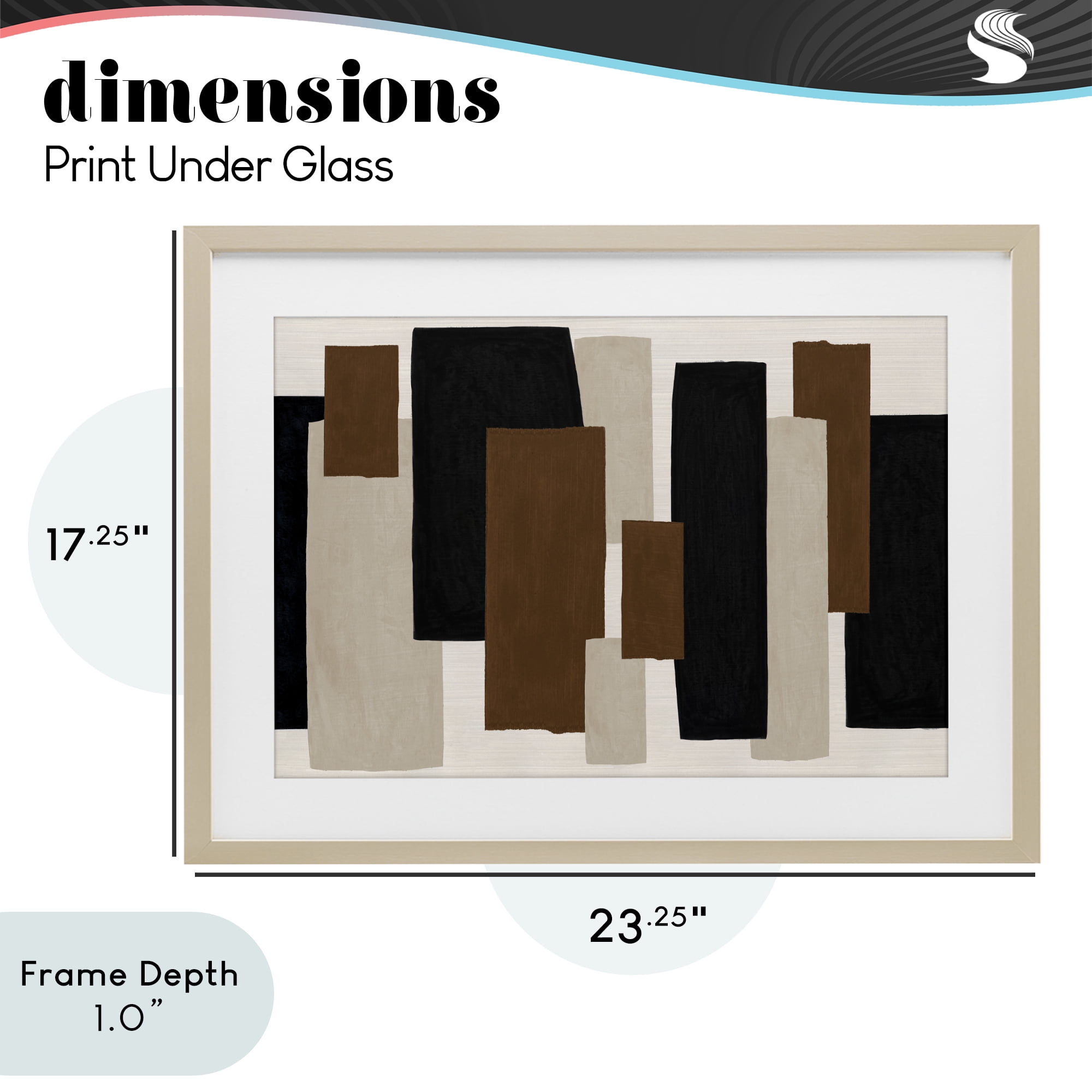 Stupell Industries Minimal Vertical Blocks in Earth Tones Birch Framed Print Under Glass, design by Janet Tava