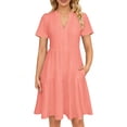 thumbnail image 4 of UVN Women Summer Dresses Short Sleeve V Neck Midi Dress Ladies Casual Beach A-Line Sundress with Pockets, 4 of 9