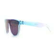 thumbnail image 6 of Kids Size Tie Dye Color Flat Top Shield Horn Rim Plastic Sunglasses Purple Blue - Blue Mirror, 6 of 7