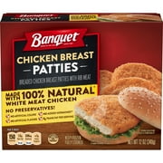 BANQUET Frozen Chicken Breast Patties Made with 100% Natural* White Meat Chicken, 12 oz.