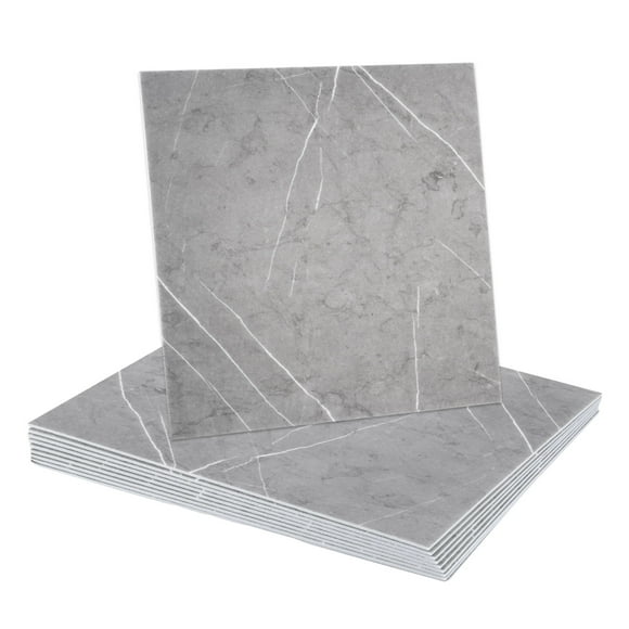 Uxcell 10Pcs Peel and Stick Marble Tiles, Waterproof Wall Panel Backsplash, 12"x12" Peel and Stick Shower Tiles for Bathroom, Thunder Grey Design