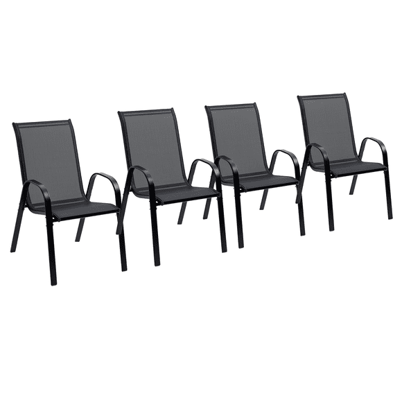 Outsunny 4-Piece Outdoor Dining Chair Set for Relaxing on Patio, Black