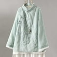 thumbnail image 2 of XIAOCHA Women's Embroidered Linen Blouse Mandarin Collar Button Tunic Breathable Retro Casual Top, 2 of 7