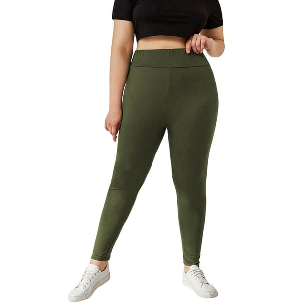 Bellella Ladies Pants Elastic Waist Trousers Solid Color Sweatpants  Oversized Plus Size Bottoms Women Army Green 3XL 