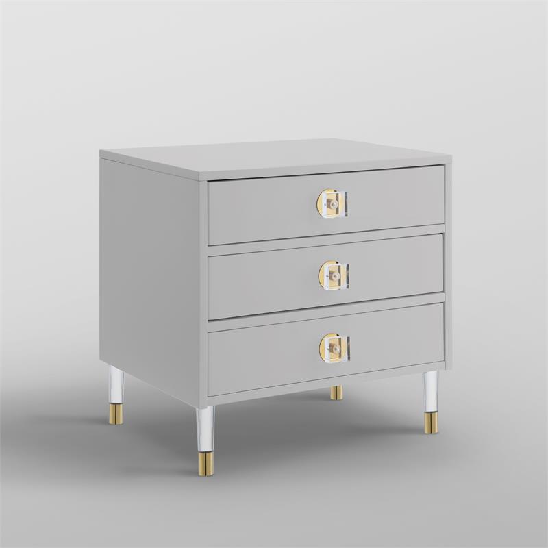 Posh Living Glamuri 3 Drawer Nightstand With Acrylic Legs In Light Gray Walmart Com Walmart Com