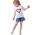 thumbnail image 6 of wycnly Clothes for Girls Tee Top for Kids Boys Summer Color Block Loose Fit Comfy Crewnek T-Shirts Blouses Trendy Heart Print Short Sleeve Tops Girls Tops(Size:160), 6 of 6