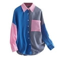 thumbnail image 3 of Casual Women's Shirts Loose Long Sleeve Color Block Top For Every Season For Daily Wear Tunic Yoga Long Sleeves Button up Women Summer Shirt for Women Long Sleeve T Shirt Women in Bulk Port Shirts for, 3 of 3