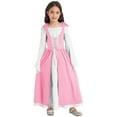 thumbnail image 1 of RUNQHUI Robe Médiévale pour Filles Style Renaissance Col Carré Manches Longues Tenues de Déguisement Rose 12, 1 of 7