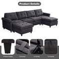thumbnail image 5 of BUIORD 115" Modular Sectional Couch with Storage, 6 Seat Couches and Sofas for Living Room, U-Shaped Sectional Couch with Reversible Chaises, Black, 5 of 8