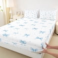 thumbnail image 4 of Erosebridal Fashion Ribbon Full Size Sheets, Cool Girls Bow Bed Sheets, White Blue, 4pcs, 4 of 5
