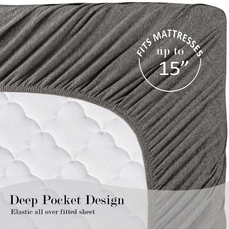 Mainstays Jersey Sheet Set Twin-XL, Charcoal photo 7