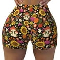thumbnail image 2 of Lsque Sunflowers Mushrooms Pattern High Waisted Biker Shorts for Women-Tummy Control Fitness Athletic Workout Running Yoga Gym Shorts,Moisture-Wicking-, 2 of 9