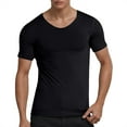 thumbnail image 2 of Mens Crew Neck T Shirts Slim Fit Solid Color Crew Neck Short Sleeve Athletic Shirts Comfy Spring Summer Fall Basic Blouses Vacation Clothes Black XXXL, 2 of 4