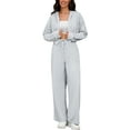 thumbnail image 2 of ATHLECHIC Women's Tracksuits 2 Piece Outfits Casual Cropped Hoodie Wide Leg Pants Workout Lounge Sets XL Light Gray, 2 of 4