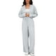 thumbnail image 2 of Conjuntos de chándal para mujer ATHLECHIC de 2 piezas, sudadera corta casual y pantalones de pierna ancha, conjuntos de entrenamiento y lounge, L Gris claro, 2 of 4