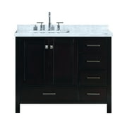ARIEL CAMBRIDGE 43 IN. LEFT OFFSET SINGLE RECTANGLE SINK VANITY IN ESPRESSO