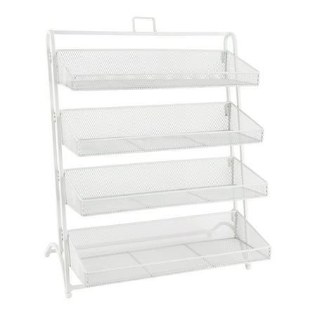 4 Tiers Candy Display Rack Retail Store Shelving Snack Storage Organizer White