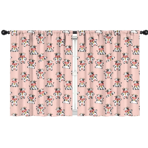 Blackout Kids Curtains,Pink Cow Bell Pattern Childrens Insulated Curtains Set Of 2,Bedroom Essentials,Toddler Room Decor 42x54in(106x137cm)