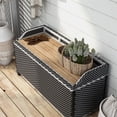 thumbnail image 3 of Furniture of America Azur Black Poolside Outdoor Wicker Metal Storage Bench, 3 of 9