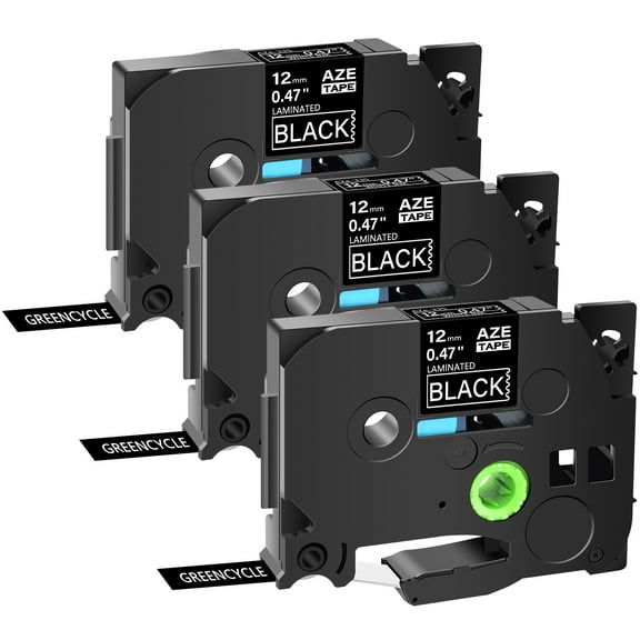 GREENCYCLE 3PK Compatible for Brother P-touch White on Black 12mm TZ TZe TZe-335 TZ-335 TZe335 TZ335 Laminated Label Tape use in PT-P700 PT-P750W PT-D210 PT-D400 PT-D600 Label Maker