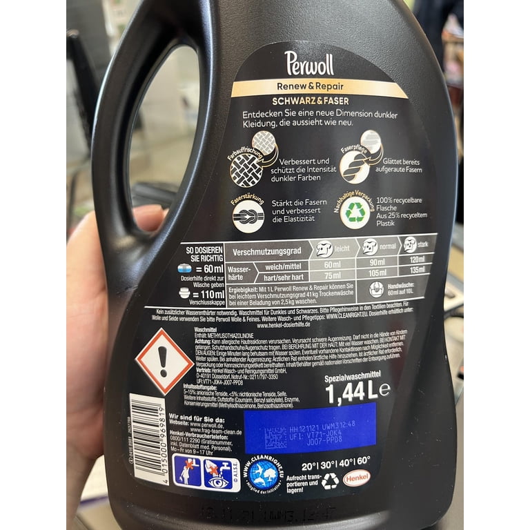 Perwoll Liquid Detergent, Renew and Repair for Black and Dark Clothes, 24 Loads, 1.4L