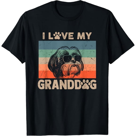 Sam Soft Love My Granddog Shih Tzu Grandma Grandpa Dog Owner Dog Paw T-Shirt
