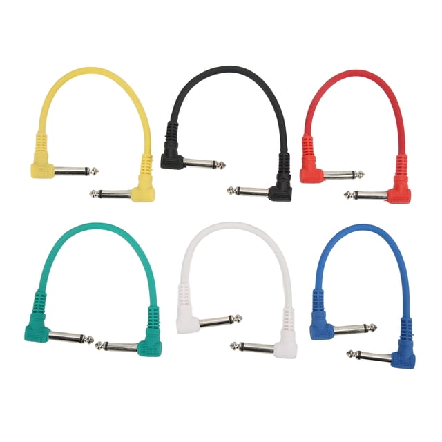 Pedal Cable, High Fidelity Signal Right Angle Audio Transmission Guitar Effect Cable 6.35mm 6Pcs Universal Quiet For Mixers