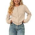 thumbnail image 6 of SERTG Girls Long Sleeve Knit Cardigan Crew Neck Button Sweater Soft Solid Color Casual Toddler Kids School Daily Layering Wear Cardigan Tops, 6 of 9