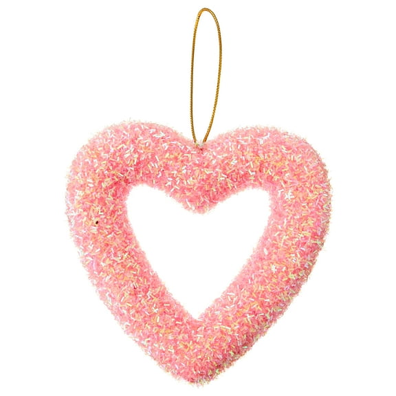 Tinsel Heart Ornament Hanging Decoration, Pink, 6", Valentine's Day by Way To Celebrate