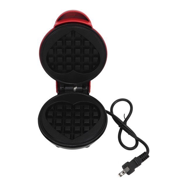 Waffle Maker Aluminium Alloy Red Round Waffle Maker Machine with Nonstick Surface for Breakfast Sandwich US Plug 110V