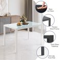 thumbnail image 3 of Glass Dining Table Set for 6 People, PU Leather Kitchen Table with 6 Chairs, White, 3 of 9