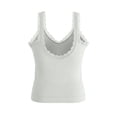thumbnail image 5 of Womens Tank Tops Ribbed Fitted Lace Trim Camisole Sleeveless Summer Trendy Casual Basic Cute Cami Tops with Chest Padded White, 5 of 5