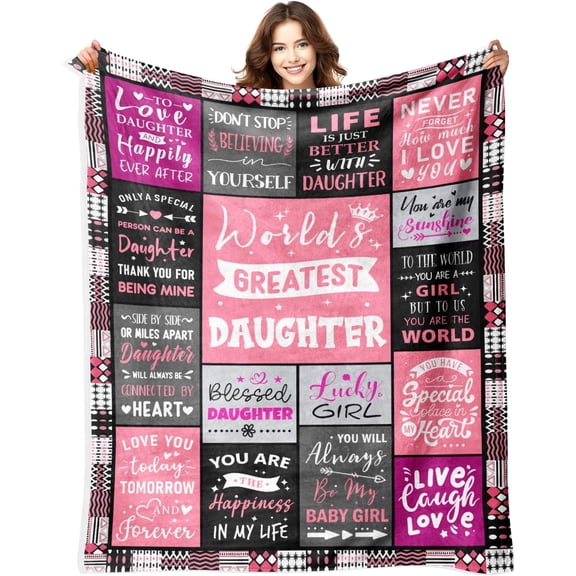 Daughter Valentines Day Birthday Gifts - Gifts for Daughters from Mom Dad - Mothers Day Christmas Birthday Unique Presents for Daughters Adult - Best Daughter Ever Blanket - Throw Blanket 50"x60"