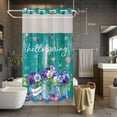 thumbnail image 5 of Hello Spring No Hooks Shower Curtain with Snap-in Liner Country Purple Pansy Flowers Green Wood Plank Shower Curtains for Bathroom, Waterproof, Easy Install, Washable 36"x72", 5 of 9