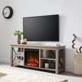 thumbnail image 3 of Evelyn&Zoe Sawyer Rectangular TV Stand with Log Fireplace for TV's up to 65" in Gray Oak, 3 of 9