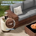 thumbnail image 5 of Poteban Outdoor Sectional with Fire Pit Table, 8 Inch Armrest Patio Furniture Set for Garden Backyard, 4'' Thickened Cushion, Brown&Grey, 5 of 6