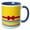 Blue/White, variant on 3drose, Cute Yellow Polka Dots over Primary Color Stripes with Digital Bow, 11oz Two-tone Yellow Mug