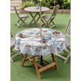thumbnail image 4 of Outdoor Tablecloth with Umbrella Hole for Patio/Picnic/Party/Camping, Ocean Coastal Waterproof Table Cloth Round Cover Washable, Ocean Nautical Coral Shells Wooden Grain (Dia 54"), 4 of 8