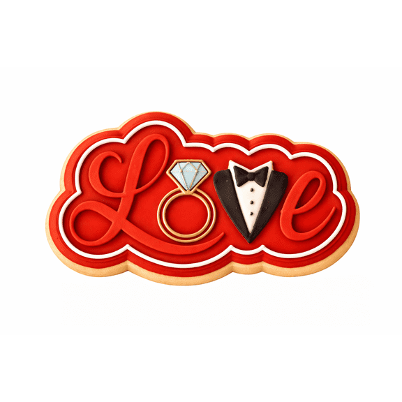 Love with Ring and suit Cookie Cutters with Stamp Size Option