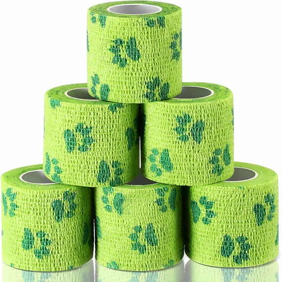 QARUN 6 Rolls No Chew Bandage for Dogs Bitter Bandage Wrap for Dogs Wound Wrap (Green,3 Inches X 5 yd)