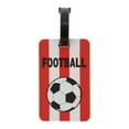 thumbnail image 1 of Etiquetas de equipaje de patrón de fútbol de 1 pieza para viajar en rojo, 1 of 5
