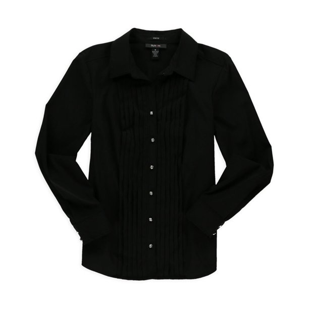 Camisa con botones Style&co. esmoquin mujer negra mediana