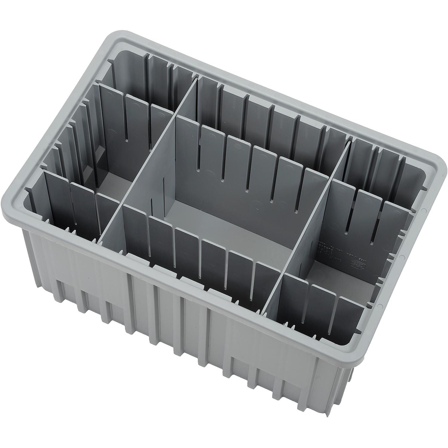 Plastic Dividable Grid Container, 161/2"L x 107/8"W x 8"H, Gray, Lot