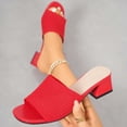 thumbnail image 5 of Square Open Toe Heeled Sandals for Women Low Block Chunky Heel Sandals Slip on Mules Comfortable Dress Shoes Red 9(42), 5 of 9