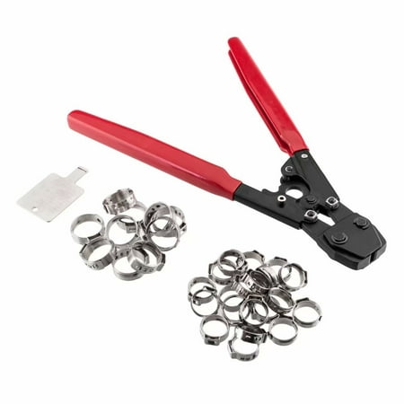 1/2 and 3/4-inch Combo Pex Pipe Crimping Tool with Stainless Steel Clamps to Make PEX