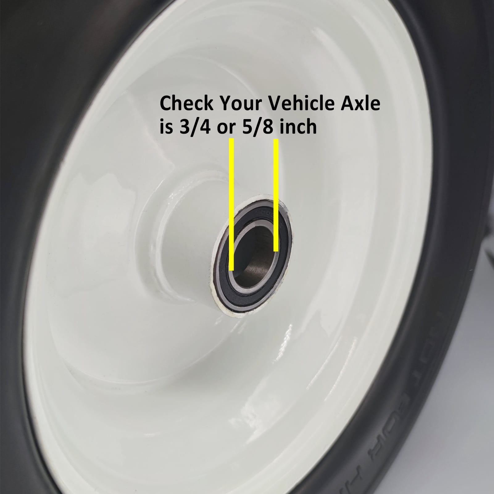 Flat Free Lawn Mower Tires 15x6-6 with 3/4 & 5/8 Bearings, 3" Center Hub 15x6.00-6 Solid Wheel Flat Free Tires for Garden Tractor Lawnmower, Set of 2