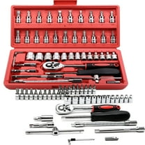 Tysonir 1356888, 1/4" Cromatic Finish Drive Ratchet Socket Wrench & Set, 46 Pieces