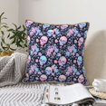 thumbnail image 4 of KLL cool Skull flower Decorative Throw Pillow Covers Velvet Soft for Couch Sofa Bedroom Living Room Outdoor (No pillow core)- 18"x18", 4 of 5