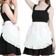 thumbnail image 2 of Primegos Women Maid Costume Apron White Waist Apron with Ruffles And Pockets Kitchen Apron for Cooking Baking Grilling, 2 of 7